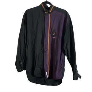 Z.CAVARICCI Black and Purple Men's button shirt vintage size medium